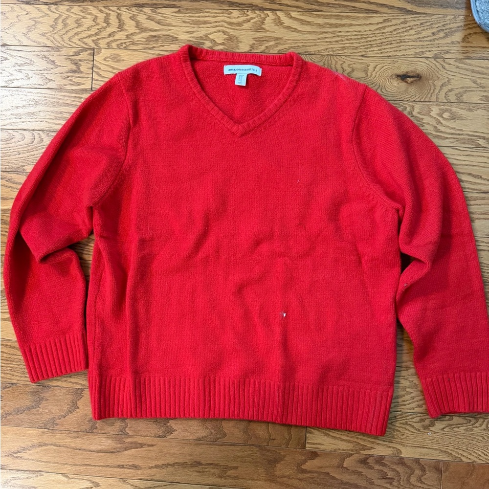Amazon Essentials Men’s V-Neck Sweater in Red